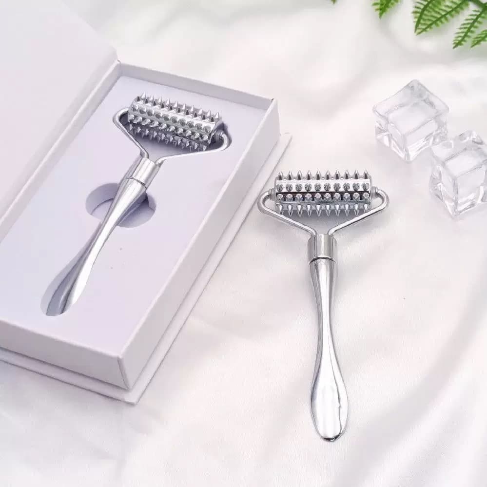 Full Body Metal Microneedle Acupoint Roller Massager for Facial Lifting