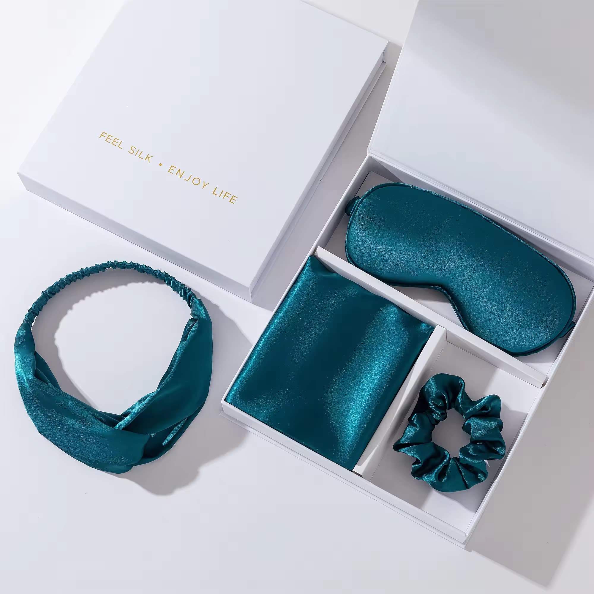 Wholesale 100 Percent Pure Mulberry Silk Sleep Mask Pillowcase Hairband Scrunchie Gift Set